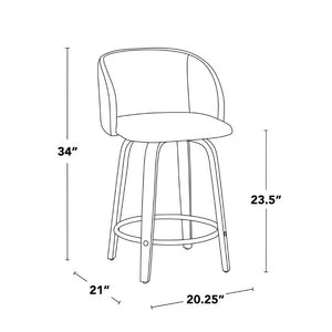English Elm Fixed-height Swivel Counterstools with Walnut Legs Tufted Faux Leather Seat Set of 2 B202S01744