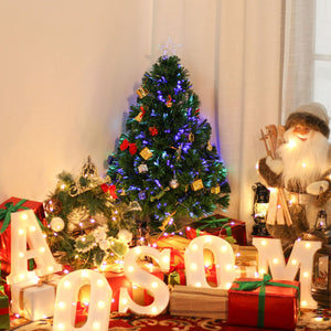 English Elm Homcom 2.5Ft Pre-Lit Douglas Fir Tabletop Christmas Tree With Fiber Optic Lights For Festive Charm W2225P229278