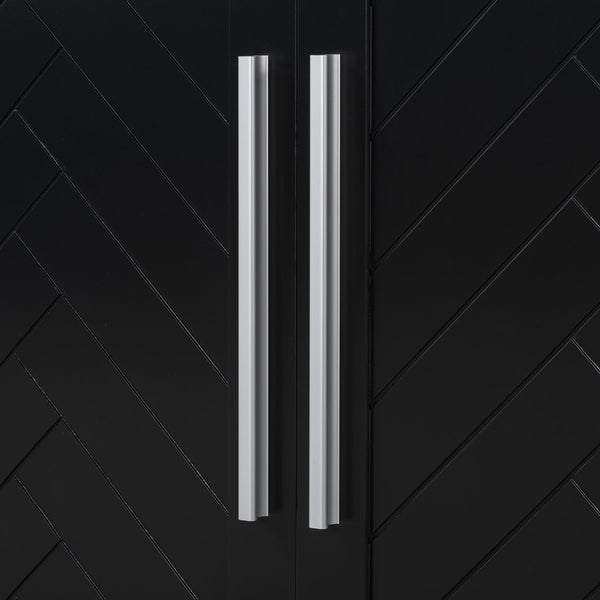 English Elm TREXM Elegant Sideboard Buffet Cabinet with Adjustable Shelves, Spacious Storage, Silver Handles, 60" Black N715P192557B