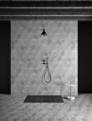 English Elm Hexagon Carrara Gray Marble Tile – Textured 3D Fluted Design For Luxurious Bathroom Walls & Backsplashes W1696P262339