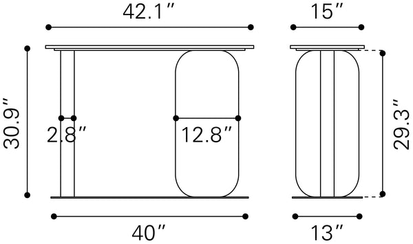 Pemba Console Table Multicolor 109770 Zuo Modern
