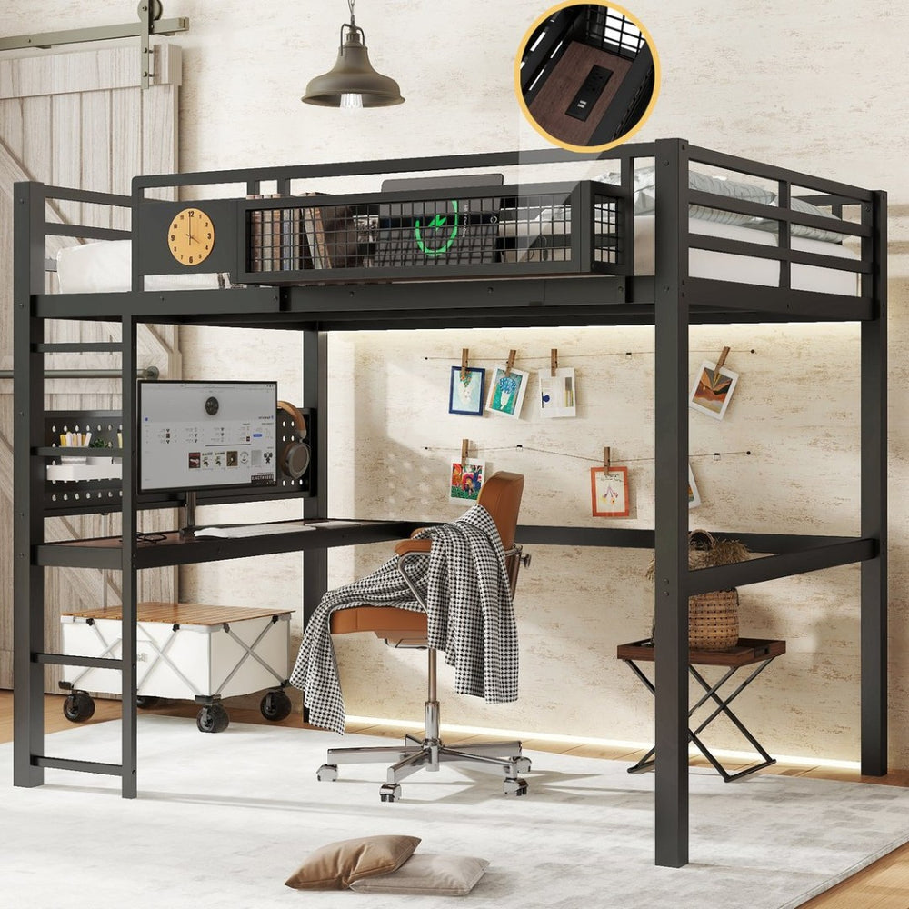 English Elm Full Bunk Bed with Trundle Bookshelf Storage Pine Frame Car Design for Kids W1580S00375