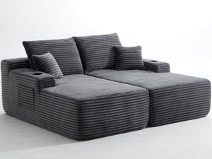 English Elm New Cloud Sectional Sofa Deep Plush Seat Double Chaise Low Profile Modern Lounge Grey W3975P475550