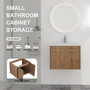 English Elm 24 Inch Floating Bathroom Vanity with Resin Sink, Soft-Close Doors, Wall-Mounted Storage, Modern Compact Design W999P188185