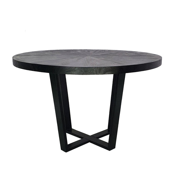 English Elm 47x47x31" Modern Black Dining Table with Rounded Top & Overlapping Cross-Leg Frame Seats 4 Stylishly W2078P293318
