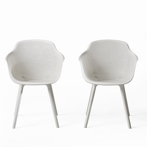 English Elm Christopher Knight Home® - LOTUS modern outdoor dining chair with weather-resistant polypropylene, perforated diamond pattern comfort and stability White 23.5 L x 23.5 W x 22.5 H 69068.00