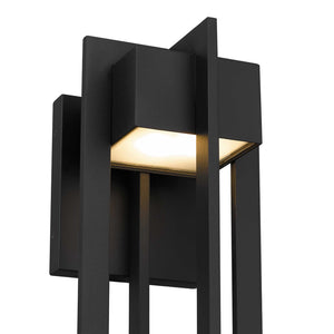English Elm 23 Inch Matte Black Integrated Led Outdoor Wall Sconce with Sand Blast Glass Diffuser B370P414032