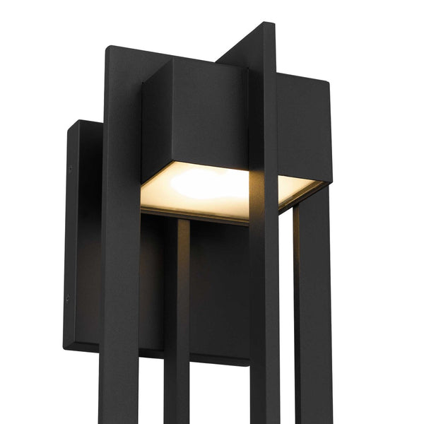 English Elm 23 Inch Matte Black Integrated Led Outdoor Wall Sconce with Sand Blast Glass Diffuser B370P414032
