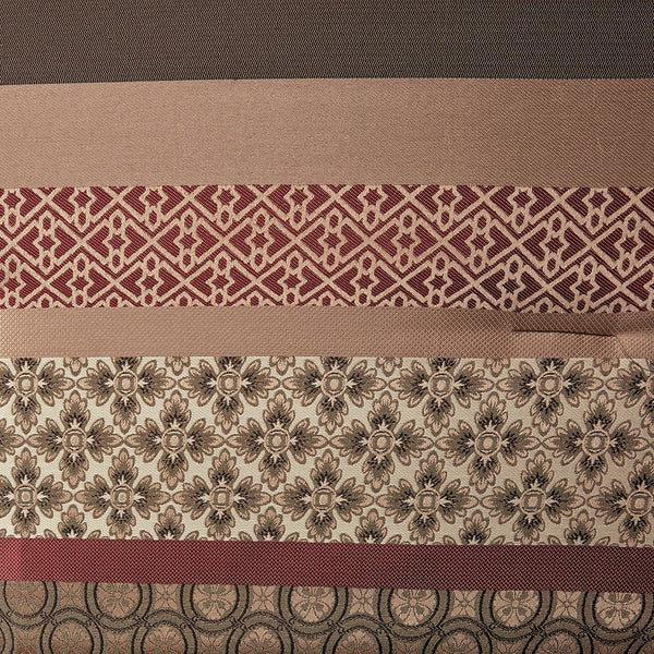 English Elm 7 Piece Comforter Set - Elegant Princeton Collection In Warm Red & Brown, Soft Jacquard Fabric B03597165