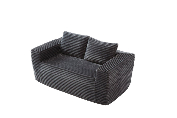 English Elm Sofa Cloud-Lounge 2-Seater Corduroy Memory Foam Loveseat, No-Assembly Modular, Portable Gray W1960P381476