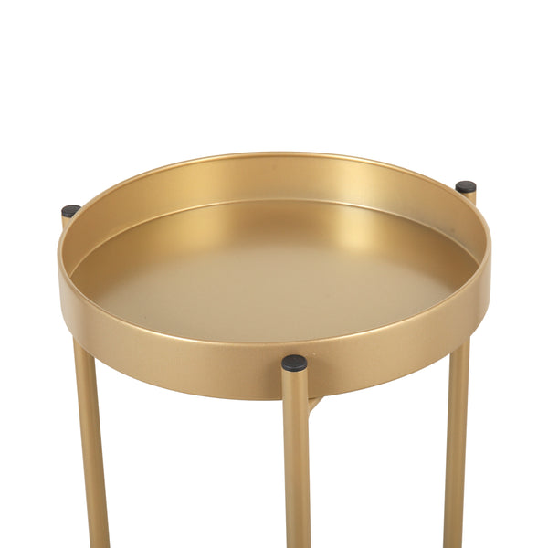 English Elm Modern Golden 2-Tier Plant Stand Folding Metal Shelf — Space-Saving 33lb Capacity Indoor Outdoor Decor W2181P357587