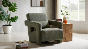 English Elm Mirod Geometric Accent Chair Set of 2 with Lumbar Support and Square Wood Legs N760S0000035C