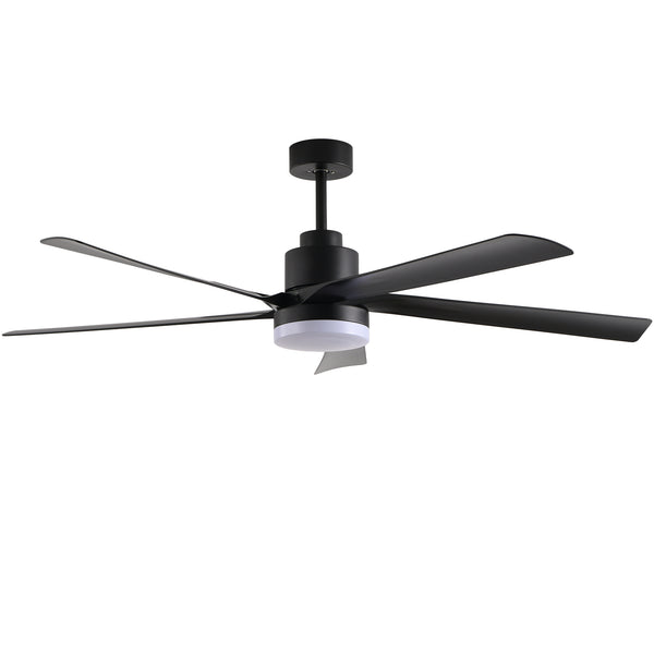 English Elm 65 Black 5-Blade Ceiling Fan with Dimmable LED Light, Remote Control, Quiet DC Motor, Modern Elegance for Living Room Bedroom W1340P243907