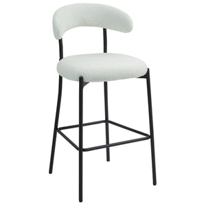 English Elm 26'' Modern Counter Height Bar Stools In Snow Fabric With Durable Black Powder-Coated Base & Footrest W2215P196282