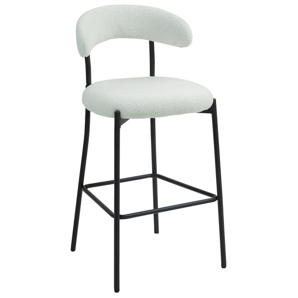 English Elm 26'' Modern Counter Height Bar Stools In Snow Fabric With Durable Black Powder-Coated Base & Footrest W2215P196282