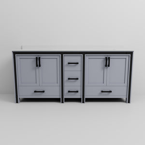 English Elm Dark Grey Double Bath Vanity 80" W X 22" D With Elegant White Quartz Top For Stylish Storage Solutions B2731P260649