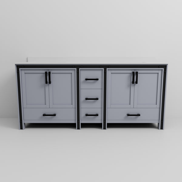 English Elm Dark Grey Double Bath Vanity 80" W X 22" D With Elegant White Quartz Top For Stylish Storage Solutions B2731P260649