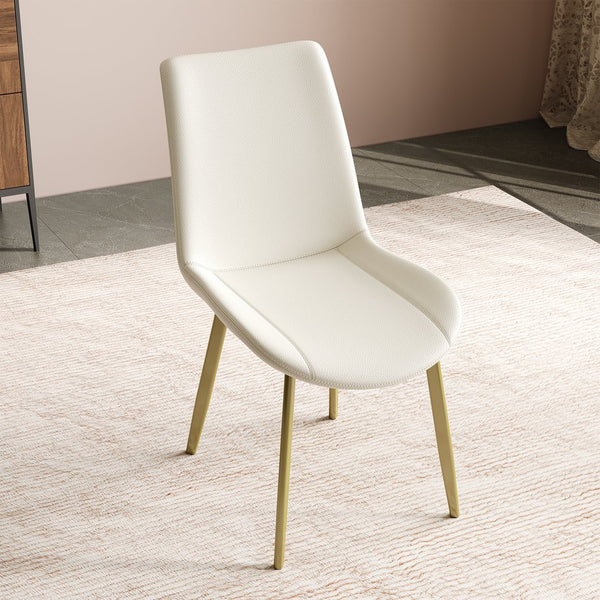 English Elm Dining Chairs Set of 2 White PU Leather with Gold Metal Legs, Ergonomic Modern Luxe Dining Seating W2700P361669
