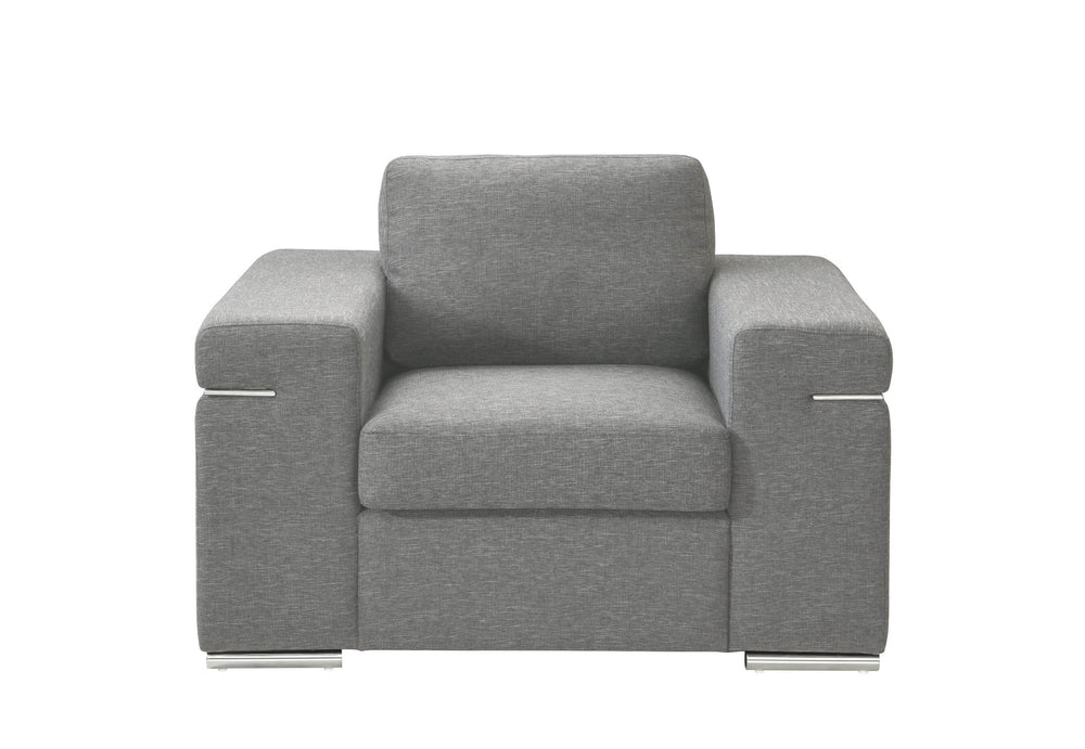 English Elm Gianna Oversized Light Gray Woven Fabric Arm Chair with Chrome Accents & Legs for Stylish Comfort B061P184124