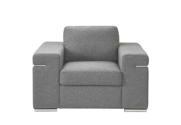 English Elm Gianna Oversized Light Gray Woven Fabric Arm Chair with Chrome Accents & Legs for Stylish Comfort B061P184124