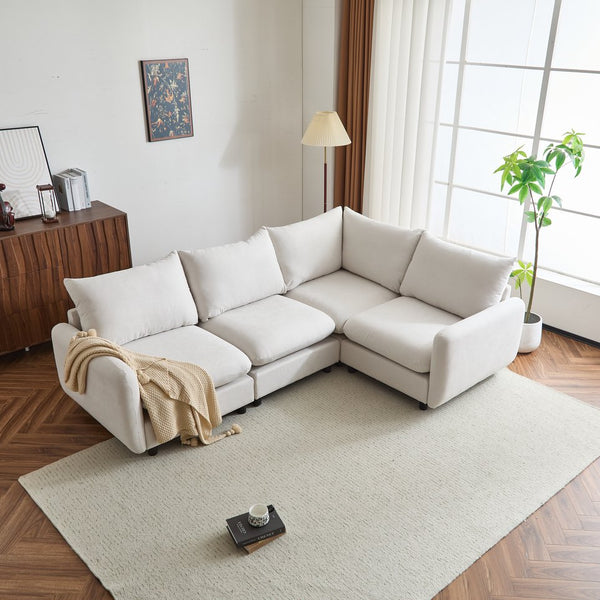 English Elm Christopher Knight Home® - 99 In. Modern 4-Piece L-Shaped Modular Sectional Sofa - Customizable Comfort For Any Living Space N773IS00005W