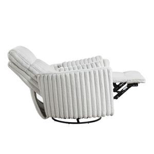 English Elm Luxurious Corduroy Swivel Glider Recliner Chair Gray — Plush Pull-Handle Reclining Comfort, Modern Upholstery B011P396178