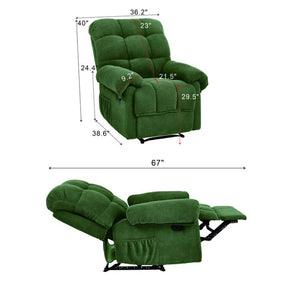 English Elm Camel Overstuffed Manual Recliner with High Density Padding for Modern Living Rooms Army Green W5568P449824