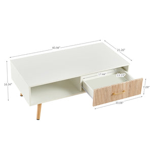 English Elm Rectangle Coffee Table With Solid Wood Legs, Modern Storage Solution For Stylish Living Rooms W1265P230633-GIGA