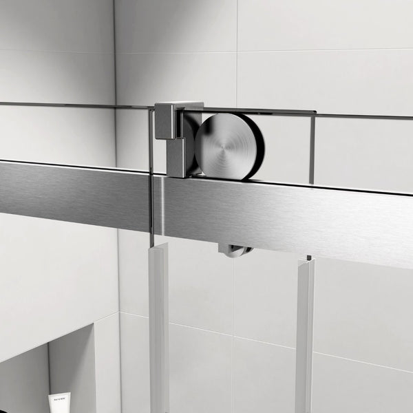 English Elm Top Rail Stainless Steel Shower Track with Buffer Brushed Nickel Bathroom Hardware W1573P232519