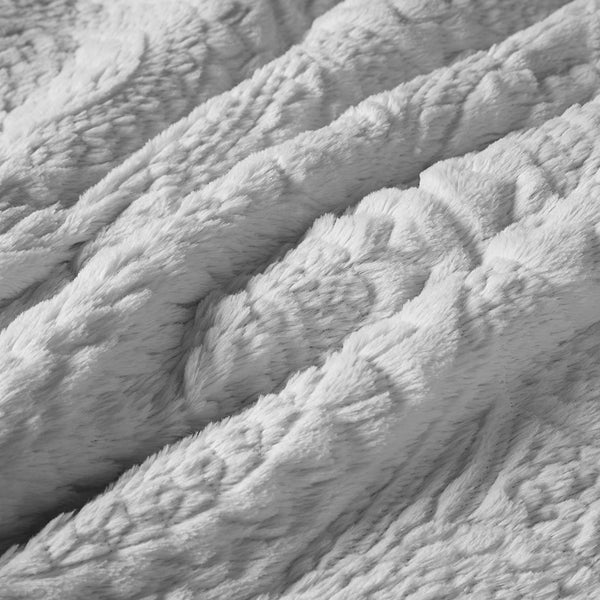 English Elm Full/Queen Arya Embroidered Medallion Faux Fur Ultra Plush Comforter Mini Set – Grey Luxury, Machine Washable, Soft B03597085