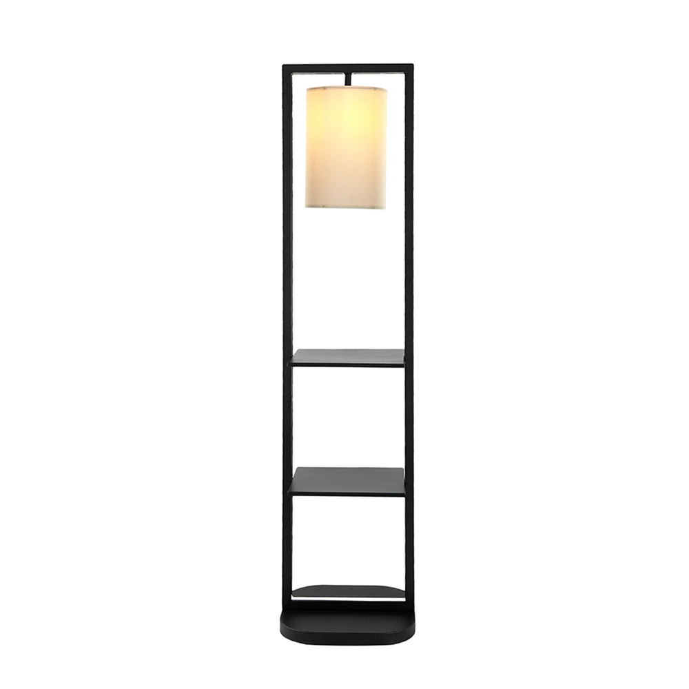 English Elm 16.5x17x74" Two Tiered Vertical Shelving Stand with Top Light Fixture, Narrow Footprint Rustic Display (98) W2078P340346