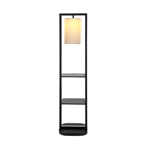 English Elm 16.5x17x74" Two Tiered Vertical Shelving Stand with Top Light Fixture, Narrow Footprint Rustic Display (98) W2078P340346