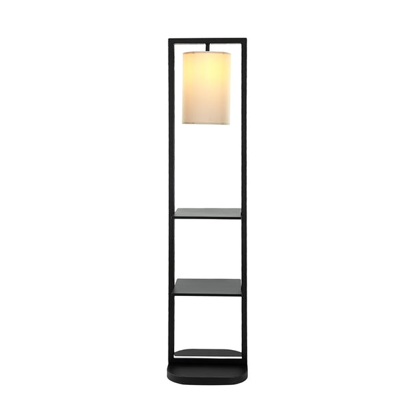 English Elm 16.5x17x74" Two Tiered Vertical Shelving Stand with Top Light Fixture, Narrow Footprint Rustic Display (98) W2078P340346