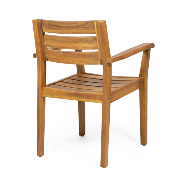 English Elm 7 Piece Solid Acacia Wood Outdoor Dining Set Teak Finish Patio Table Six Chairs N762S000034AAA