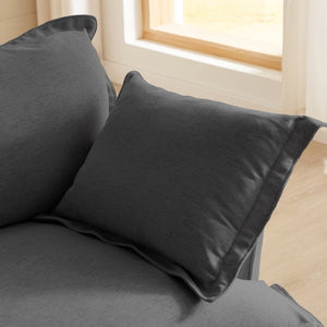 English Elm 87.4'' Modern Comfy Upholstered Sofa Cloud Couch - Deep Seat, Removable Washable Covers, Plush Dark Gray W2357P272956