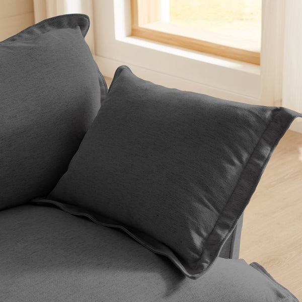 English Elm 87.4'' Modern Comfy Upholstered Sofa Cloud Couch - Deep Seat, Removable Washable Covers, Plush Dark Gray W2357P272956