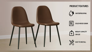 English Elm Dining Chairs Set of 4 Brown PU Saddle Leather, Mid-Century Spoon Shape, Ergonomic Cushioned Seats, 300lb W2189P248708