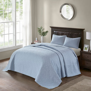 English Elm Reversible Madison Park Quebec King Bedspread Set Blue Cottage Quilted Microfiber with Antimicrobial Finish B03597409