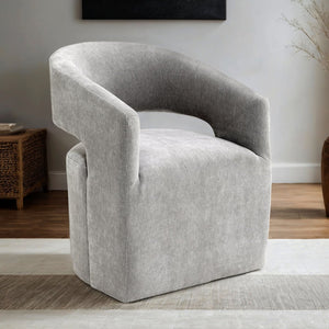 English Elm Light Hoople Channel Tufted Swivel Chair with Curved Back 360° Rotation Stylish Accent Seating Light Gray 27 L x 26 W x 33 H B2741P401364