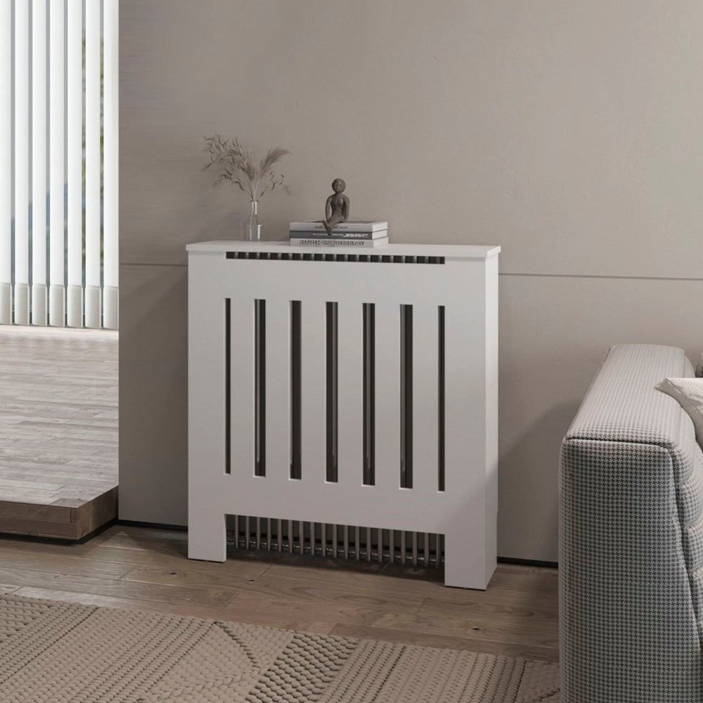 English Elm Fm Furniture Rio White Melamine Radiator Cover Slim Display Shelf for Hallway B128P334814