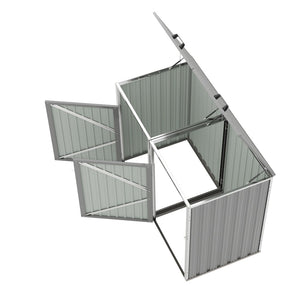 English Elm Garbage Bin Shed Galvanized Steel Enclosure for Two Cans Outdoor Weather Resistant Light Gray W1598P357715