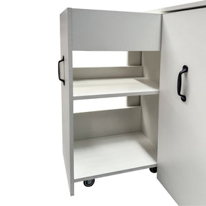 English Elm 3 Tier Rolling Bookcase with Pull Out Drawers Dustproof Door for Home Office Use W331P377340