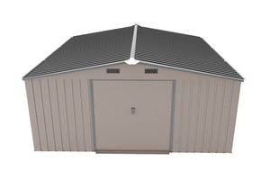 English Elm Campcraft 10x12 Ft Steel Outdoor Storage Shed with Daylight Windows and Weather Resistant Panels Brown W1598S00049