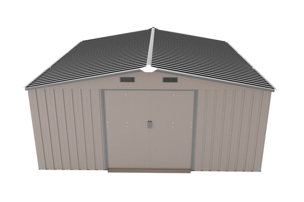 English Elm Campcraft 10x12 Ft Steel Outdoor Storage Shed with Daylight Windows and Weather Resistant Panels Brown W1598S00049