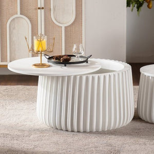 English Elm White Nesting Storage Tables with Lift Off Lid Curved Silhouette for Modern Living Rooms W3081P389055