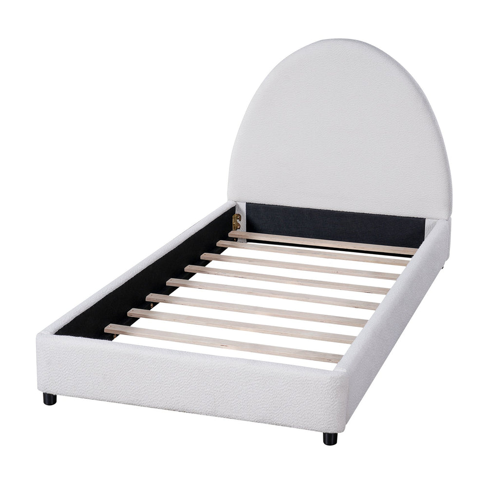 English Elm Christopher Knight Home® - Twin Boucle Upholstered Bed Frame with Rounded 3.8" Plush Headboard, No Box Spring Needed, White N757T329196W