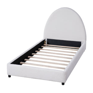 English Elm Christopher Knight Home® - Twin Boucle Upholstered Bed Frame with Rounded 3.8" Plush Headboard, No Box Spring Needed, White N757T329196W