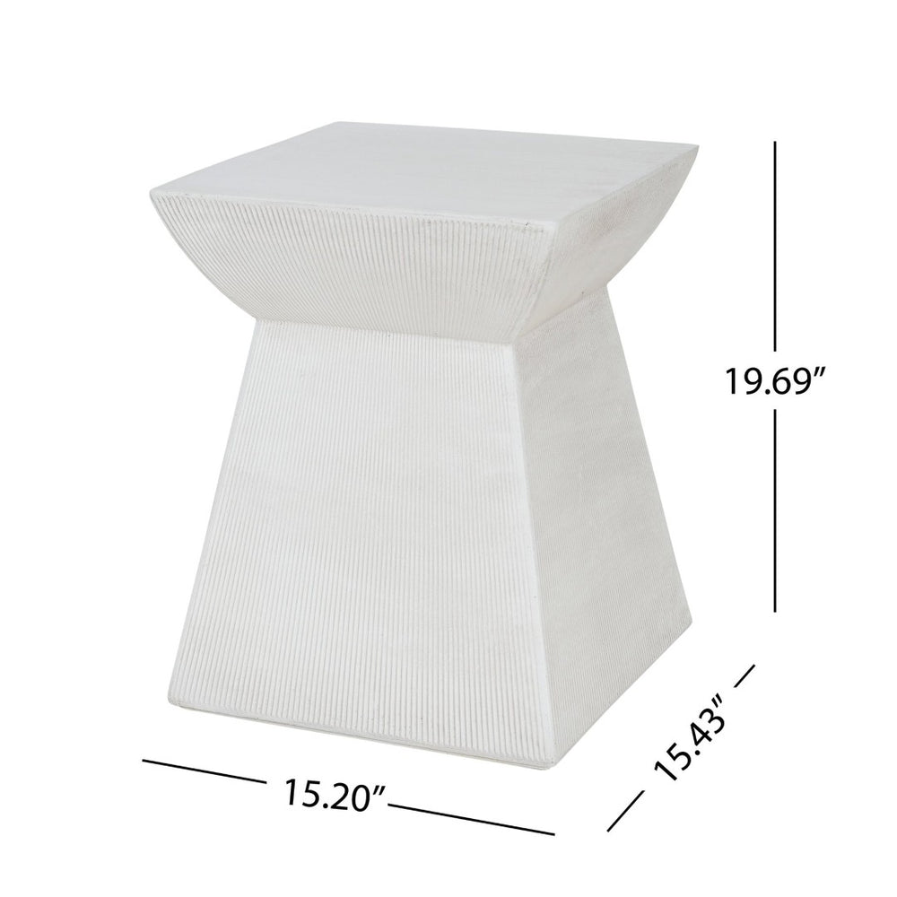 English Elm Antique-textured Magnesium Oxide Outdoor Side Table Sculptural Pedestal Patio Accent N768P371802W