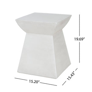 English Elm Antique-textured Magnesium Oxide Outdoor Side Table Sculptural Pedestal Patio Accent N768P371802W