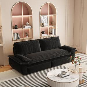 English Elm 73.2" Queen Sleeper Sofa Convertible Corduroy Loveseat for Guest Room or Living Space Black W1885S00228